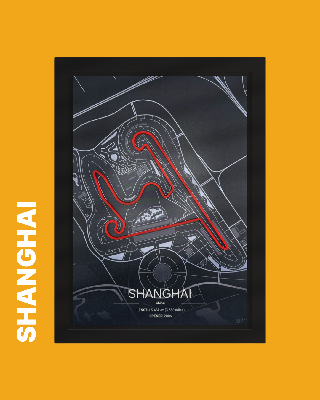 3D-Modell der Rennstrecke Shanghai International Circuit im Bilderrahmen – Motorsport Wandbild
