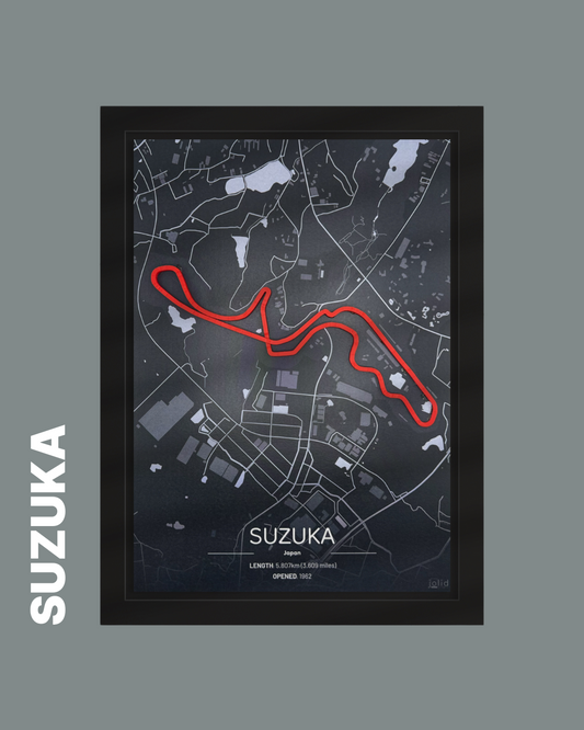 3D-Modell der Rennstrecke Suzuka International Racing Course - Suzuka im Bilderrahmen – Motorsport Wandbild