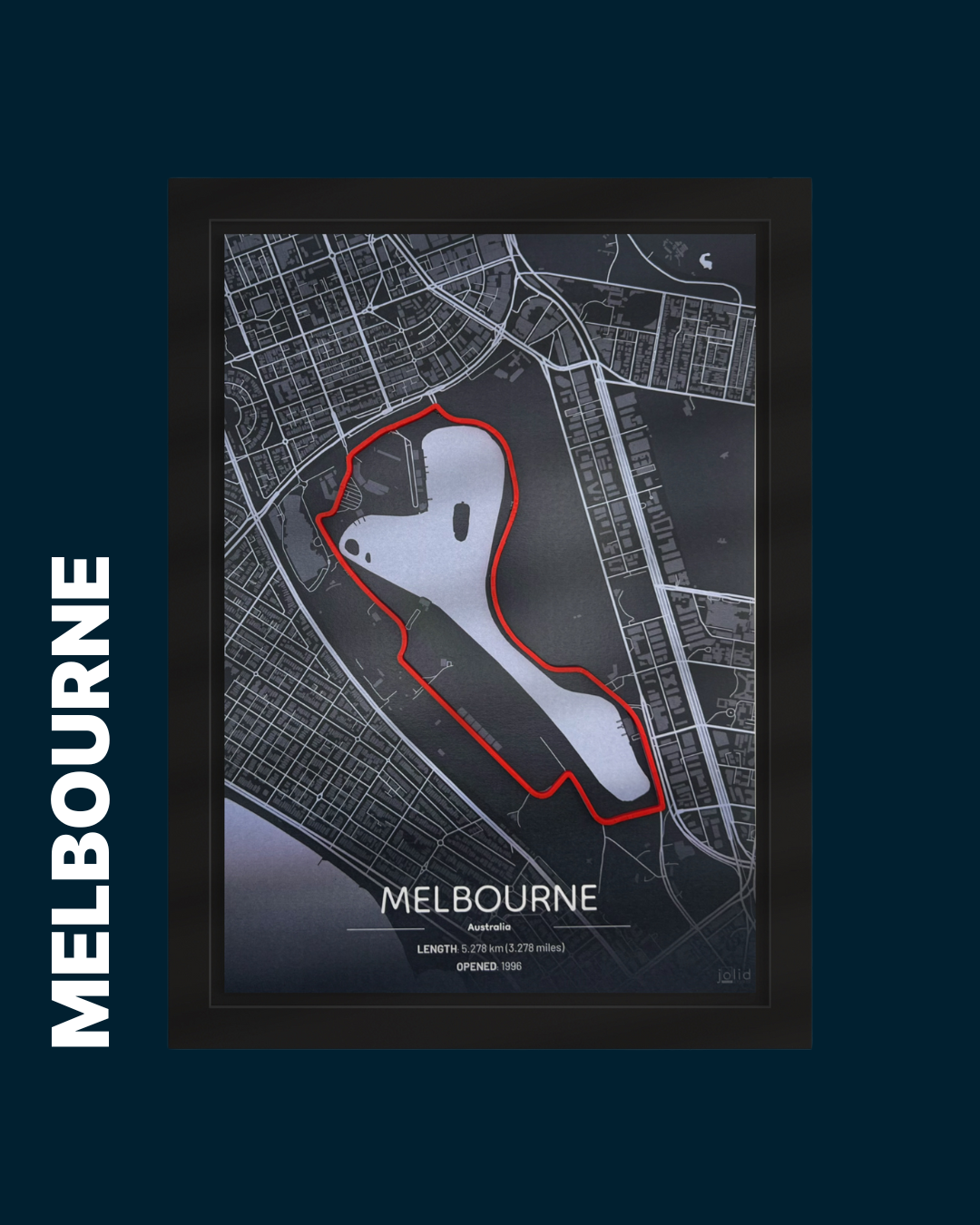3D-Modell der Rennstrecke Albert Park Circuit - Melbourne im Bilderrahmen – Motorsport Wandbild